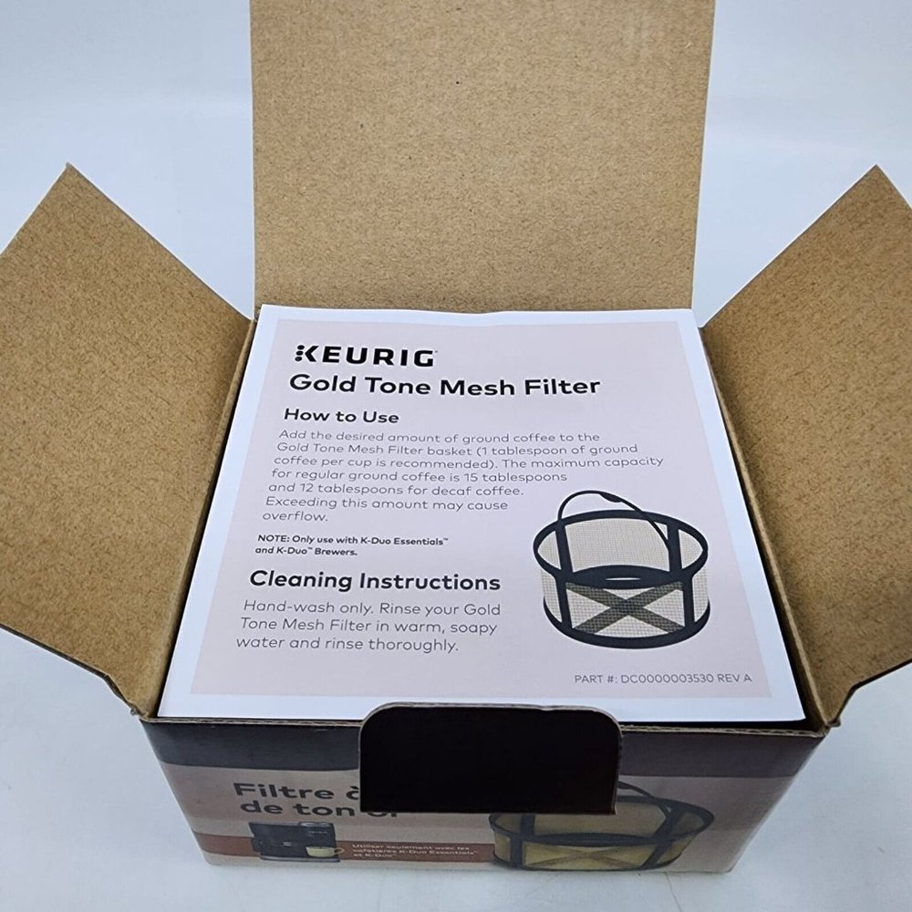 Keurig Gold Tone Mesh Coffee Filter Basket for K-Duo Essentials & K-Duo Brewers - Picture 3 of 9
